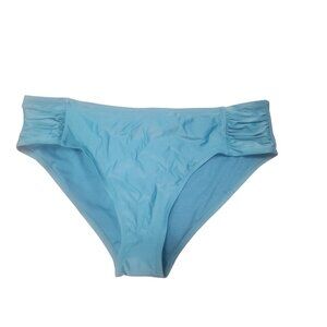 Xhilaration Womens Plus Size 24W/26W Light Blue Ruched Hipster Bikini Bottom Swi